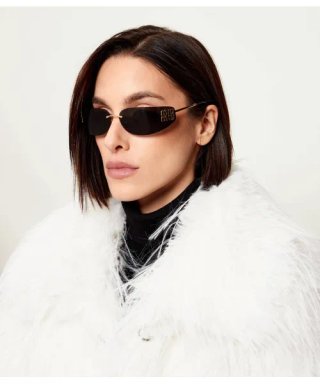 Miu Miu Gafas de Sol Negras con Detalles Dorados