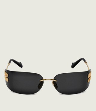 Miu Miu Gafas de Sol Negras con Detalles Dorados