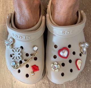 Crocs Classic Beige con Perle e Strass