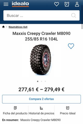 Neumáticos Maxxis 255/85R16 70-80% uso) 4u