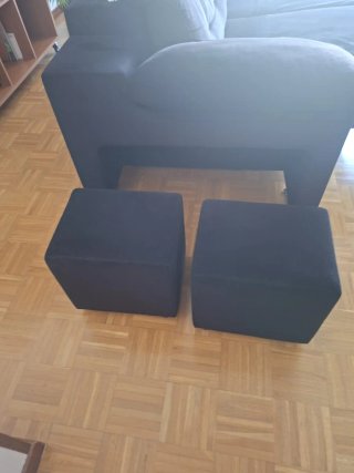 Sofá 3 plazas extensible, tela negra