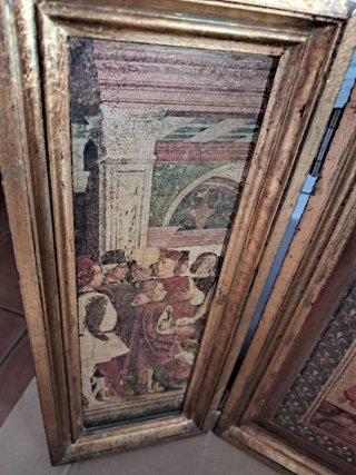 Triplicó vintage religioso 3 paneles arte sacro...