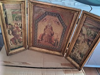 Triplicó vintage religioso 3 paneles arte sacro...