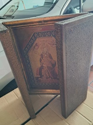 Triplicó vintage religioso 3 paneles arte sacro...