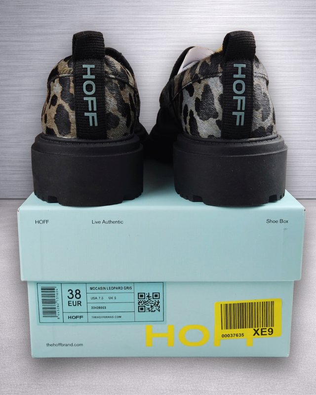 Mocasines HOFF Leopard Cuero Gris mujer 38 Nuevo