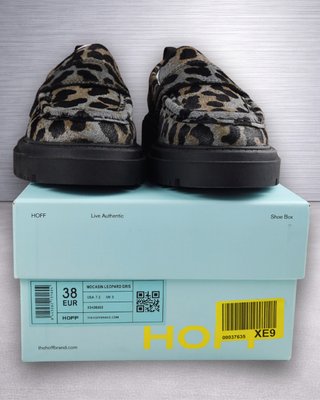 Mocasines HOFF Leopard Cuero Gris mujer 38 Nuevo