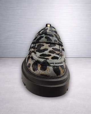 Mocasines HOFF Leopard Cuero Gris mujer 38 Nuevo