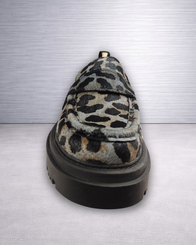 Mocasines HOFF Leopard Cuero Gris mujer 38 Nuevo