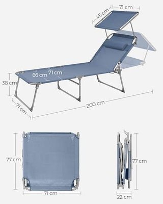 Tumbona SONGMICS GCB022Q01 Plegable 71×200×38cm