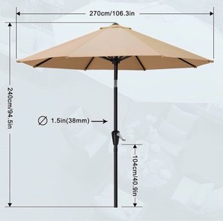 MASTERCANOPY Sombrilla de patio para mesa 2,7 M