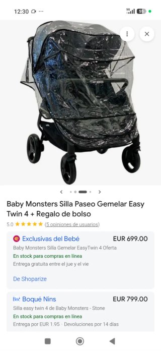 Carro gemelar, con capotas
