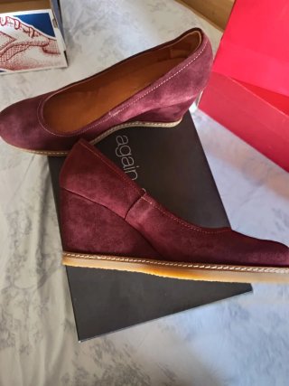 Zapatos Leygus ante cuña burdeos