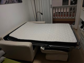 Sofá Cama Italiano Piel Beige como nuevo