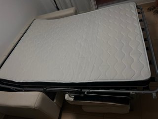 Sofá Cama Italiano Piel Beige como nuevo