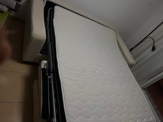 Sofá Cama Italiano Piel Beige como nuevo