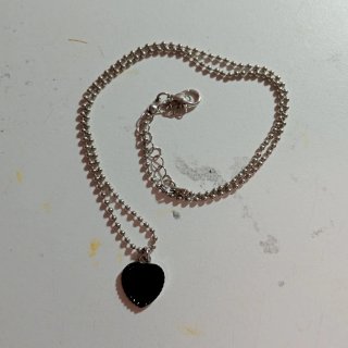 Collar Corazón Negro Plata