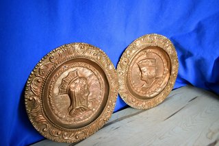 Pareja Platos Cobre Reyes Católicos