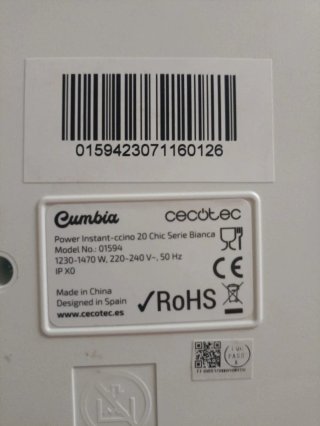 Depósito Leche Cafetera Cecotec cumbia power insta
