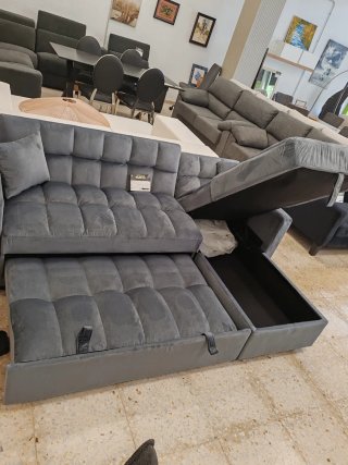 Sofá Cama Gris Tela.
