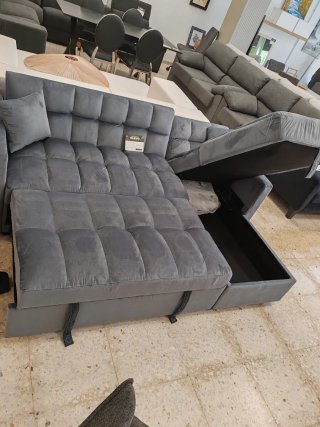 Sofá Cama Gris Tela.