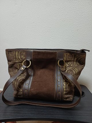 Bolso OH Piel y Ante Marrón y Dorado