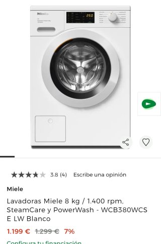 Lavadora Miele W1 8kg