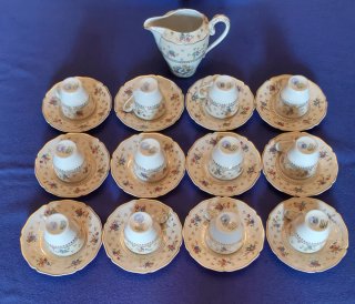 Juego de café porcelana floral Limoges año 1950