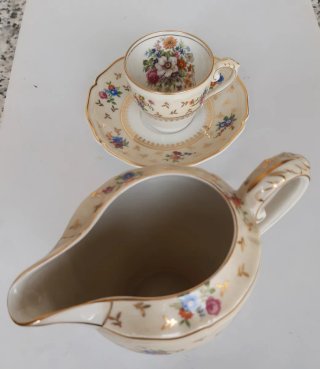 Juego de café porcelana floral Limoges año 1950