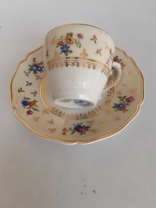 Juego de café porcelana floral Limoges año 1950