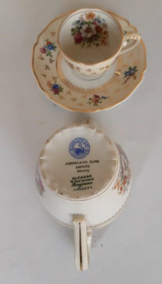 Juego de café porcelana floral Limoges año 1950