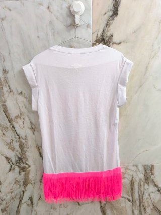 Vestido - Camiseta blanco con calavera rosa
