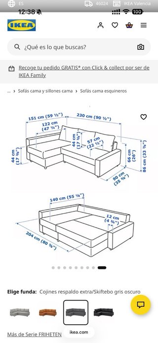 Sofá Cama Gris Tela