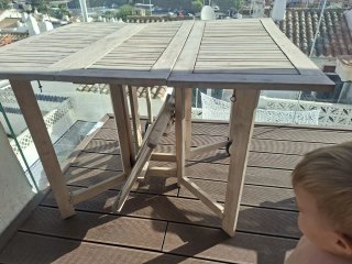 Mesa de jardín extensible de madera