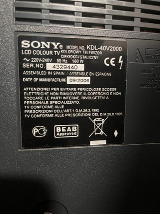 Televisión plana Sony Bravia 40'' (NO SmartTV)
