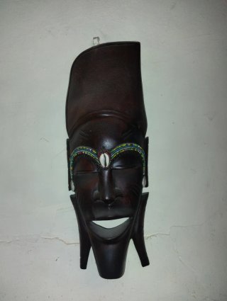 Lote 4 Máscaras Decorativas Madera/Cuero