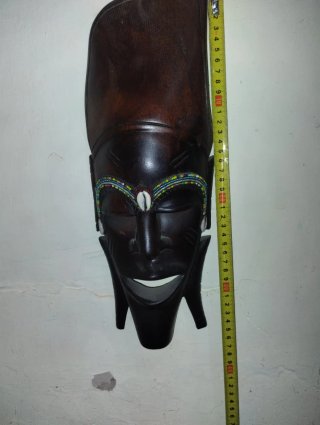 Lote 4 Máscaras Decorativas Madera/Cuero