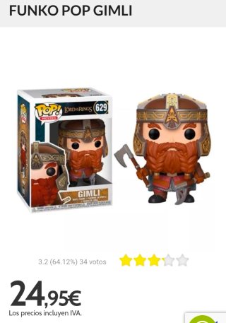 Funko Pop Gimli 629 El Señor de los Anillos