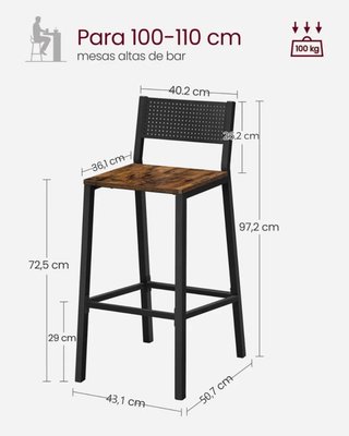 Juego de 2 Taburete de Bar VASAGLE LBC070B01