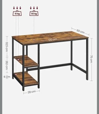 Mesa Escritorio Oficina con Estantes VASAGLE