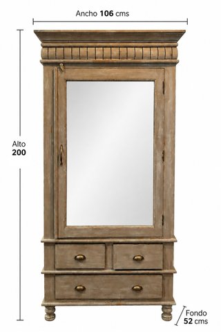 Armario Colonial Madera con Espejo