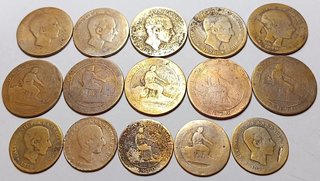 Lote 15 Monedas Antiguas Cobre Españolas