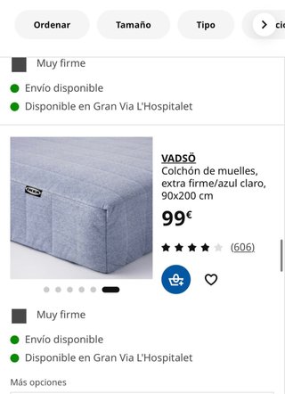 Colchón IKEA VADSÖ muelles extra firme