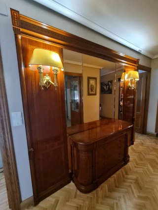 Mueble recibidor espejo y apliques, #marquetería