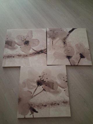 Cuadro Decorativo Flor Beige y Marrón