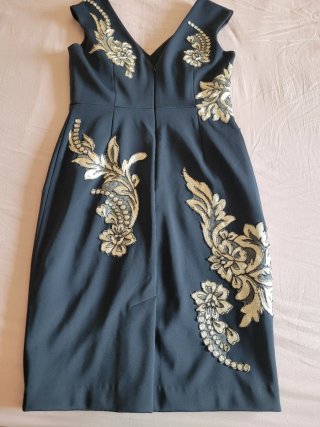 Vestido fiesta Phase Eight negro con dorado