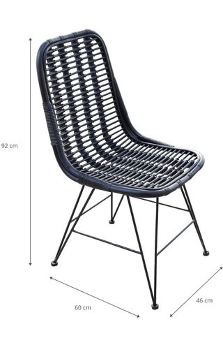 Set de 2 Chillvert Silla Parma Rattan Natural Color Negro