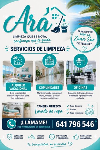 Limpiezas alquileres vacacionales,oficinas,etc