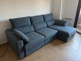Sofá Chaiselongue Azul/Gris Tela