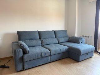 Sofá Chaiselongue Azul/Gris Tela
