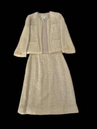 Conjunto Chanel Chaqueta y Falda Tweed Beige